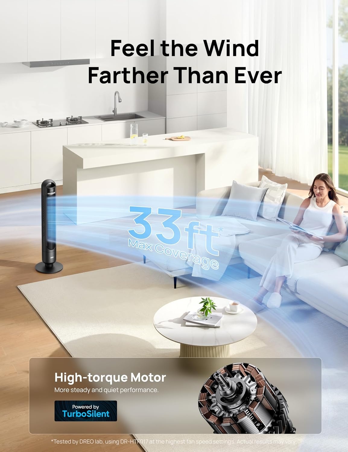 image:imageDREO Tower Fan for Bedroom 90 Oscillating Standing Fans for Room with 4 Speeds 3 Modes 28dB Quiet for Sleep 26fts Velocity 8H Timer Remote Living Room Office Home BlackBlack