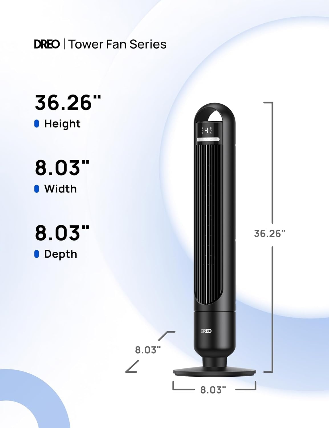 image:imageDREO Tower Fan for Bedroom 90 Oscillating Standing Fans for Room with 4 Speeds 3 Modes 28dB Quiet for Sleep 26fts Velocity 8H Timer Remote Living Room Office Home BlackBlack