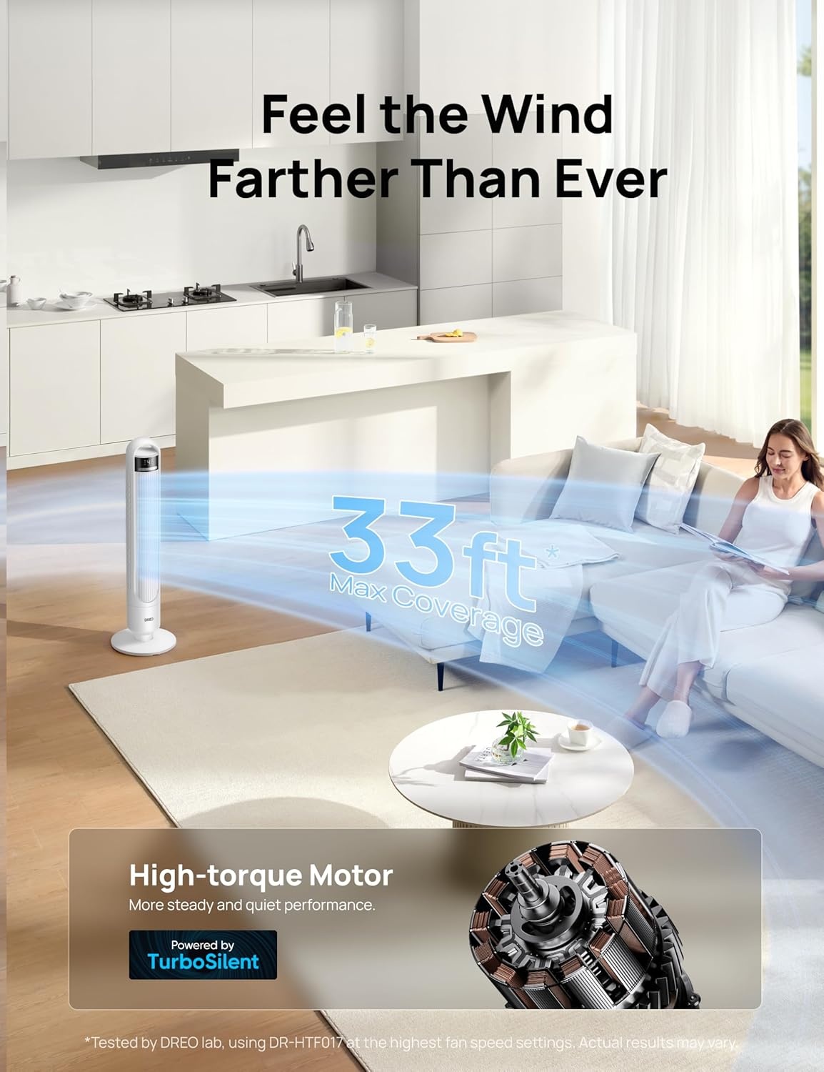 image:imageDREO Tower Fan for Bedroom 90 Oscillating Standing Fans for Room with 4 Speeds 3 Modes 28dB Quiet for Sleep 26fts Velocity 8H Timer Remote Living Room Office Home BlackWhite