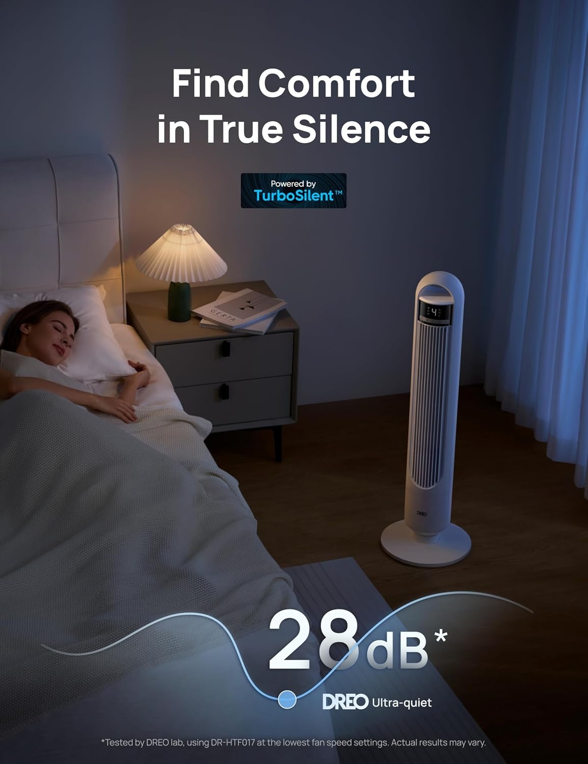 image:imageDREO Tower Fan for Bedroom 90 Oscillating Standing Fans for Room with 4 Speeds 3 Modes 28dB Quiet for Sleep 26fts Velocity 8H Timer Remote Living Room Office Home BlackWhite