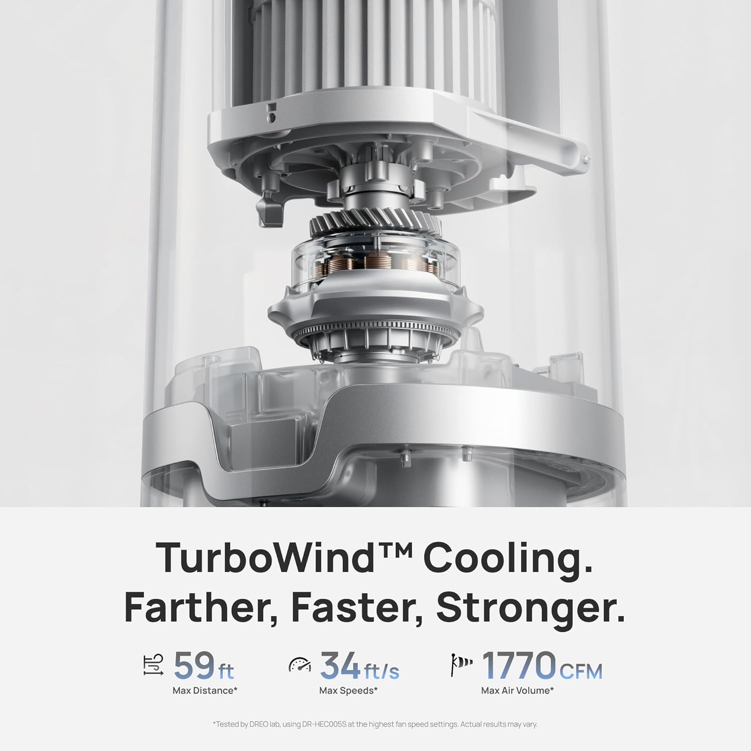 image:imageDREO TurboCool Misting Fan 765S Fans that Blow Cold Air 10F Cooling 34fts Fast Evaporative Air Cooler 6L Tank 20 dB Quiet DC Motor 90 Tower Fan with 12 Speeds 4 Modes for Home GreySilver