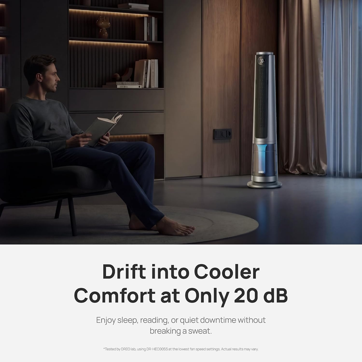 image:imageDREO TurboCool Misting Fan 765S Fans that Blow Cold Air 10F Cooling 34fts Fast Evaporative Air Cooler 6L Tank 20 dB Quiet DC Motor 90 Tower Fan with 12 Speeds 4 Modes for Home GreySilver
