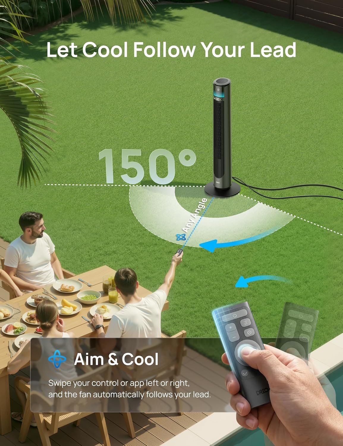 image:imageDREO TurboCool Outdoor Misting Fan 711AS 33 fts High Velocity 12 Speeds 4 Modes Smart Standing Floor Fan 150 Customizable Oscillating 20 dB Quiet DC Motor for Bedroom Weather ResistantCharcoal