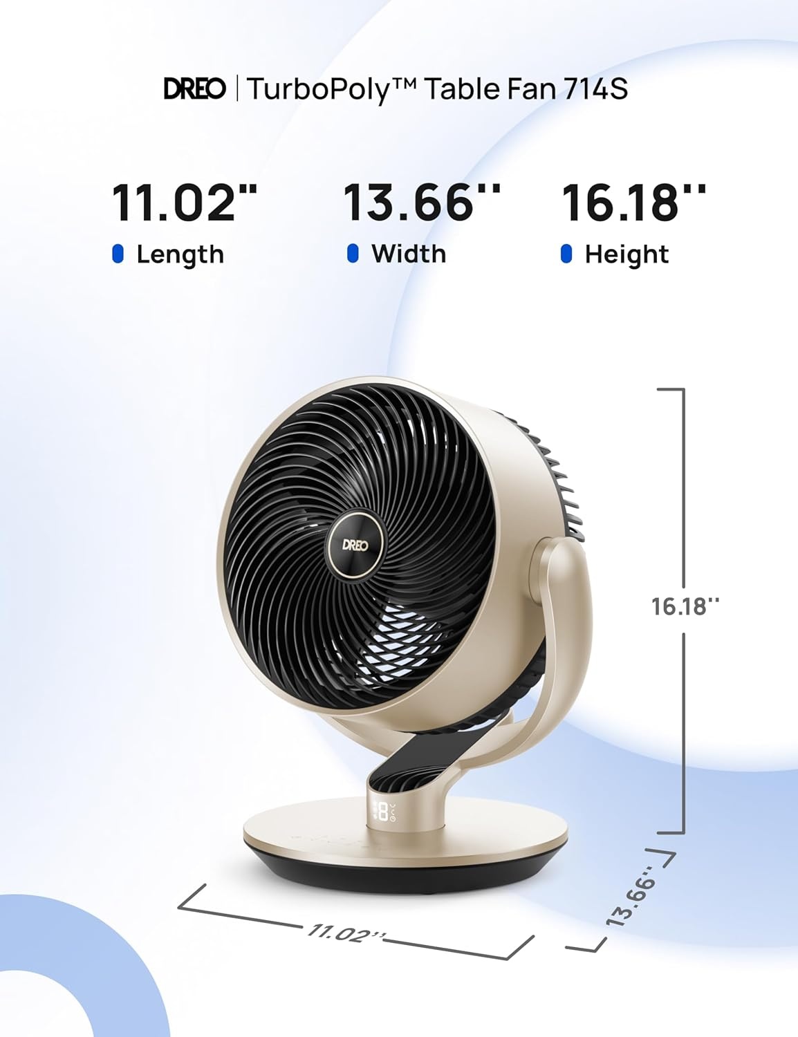 image:imageDreo 16 Inch 25dB Quiet Smart Fans for Bedroom DC Room Fan with Remote 120120 Oscillating Fan 6 Modes 9 Speeds 12H TimerWorks AlexaGoogleWiFiVoice Control Silver Oversize DRHAF004SStarlight