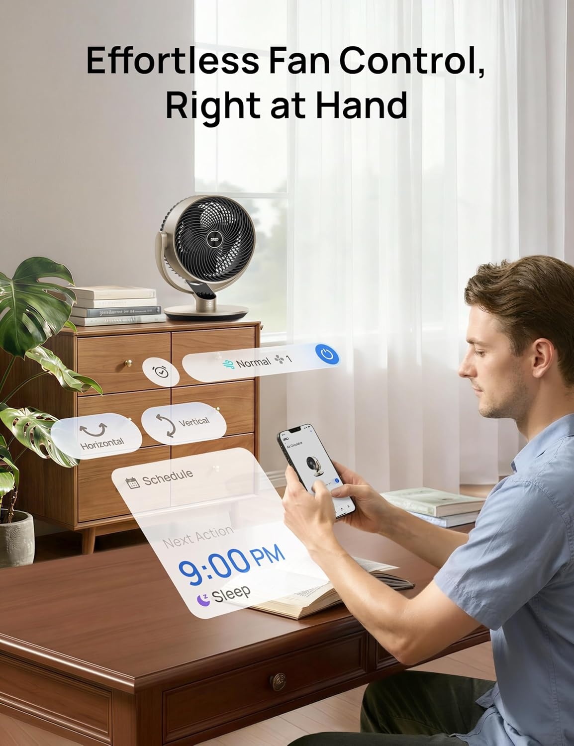 image:imageDreo 16 Inch 25dB Quiet Smart Fans for Bedroom DC Room Fan with Remote 120120 Oscillating Fan 6 Modes 9 Speeds 12H TimerWorks AlexaGoogleWiFiVoice Control Silver Oversize DRHAF004SStarlight