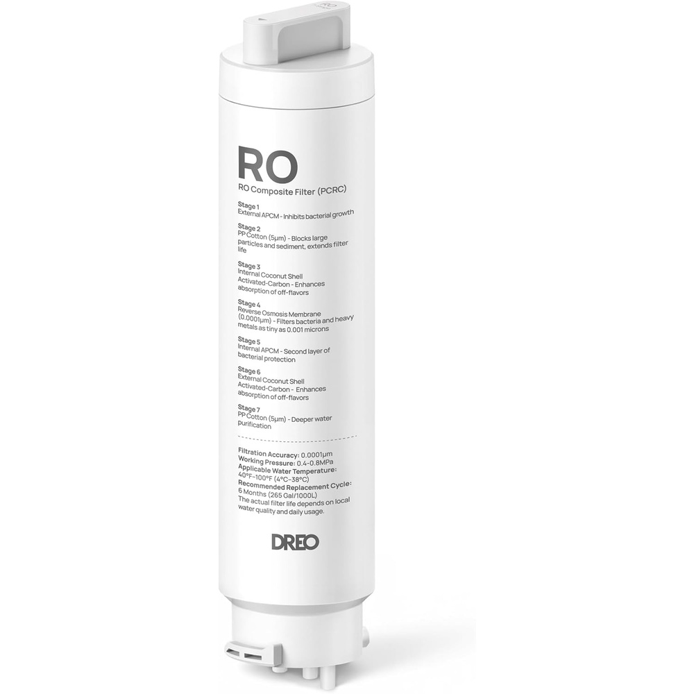 image:imageDREO 7in1 Reverse Osmosis Water Filter Replacement for DREO RO Water Filter 112 amp 113 amp 114 amp 115 Removes 9999 of Contaminants including PFOA PFOS Chlorine Last 265 gallons SGS Tested