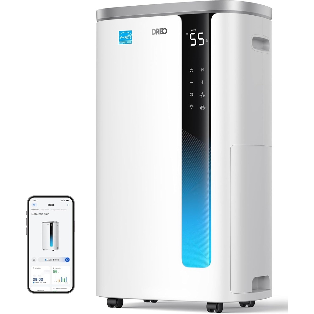 image:imageDREO Energy Star 2026 Smart Dehumidifier for Basement 7L185 Gal Large Water Tank Quiet 41dB Home amp Large Room up to 2000 Sq Ft Drain Hose Included Auto Humidity Control 3 Fan Speeds TimerSilver