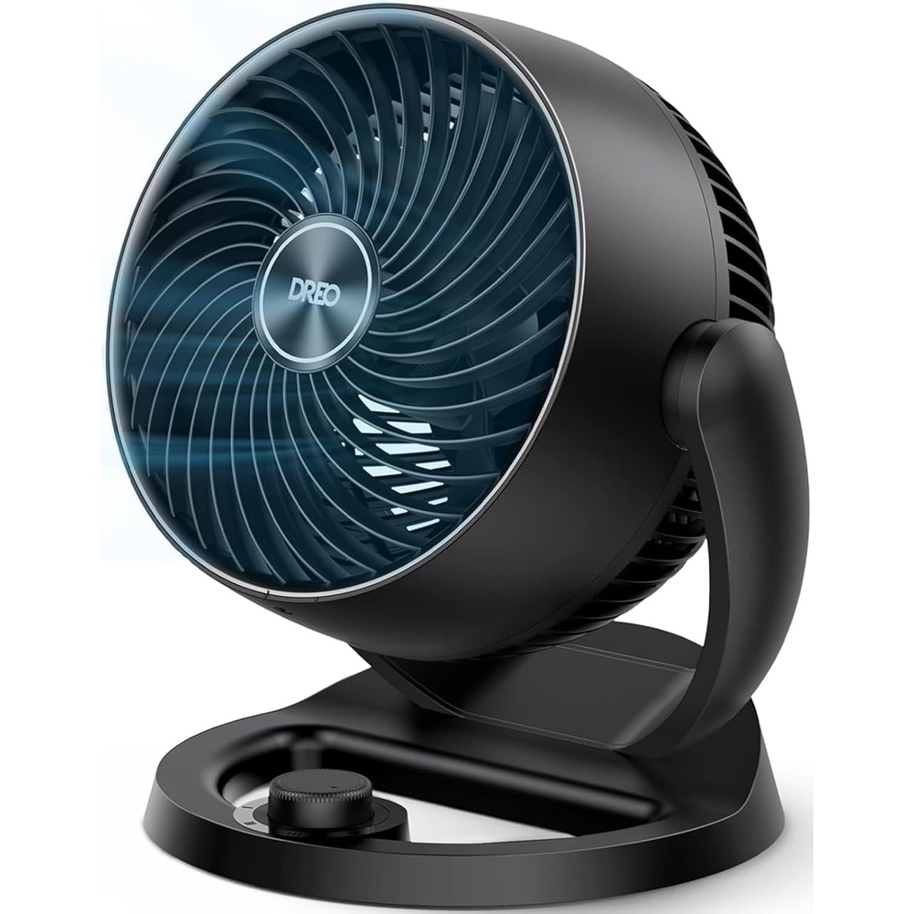 image:imageDREO Fan for Bedroom 12 Inches 70ft Powerful Airflow 25db Quiet Table Air Circulator Fans for Whole Room 120 Adjustable Tilt 3 Speeds Desktop Fan for Home Office KitchenBlack