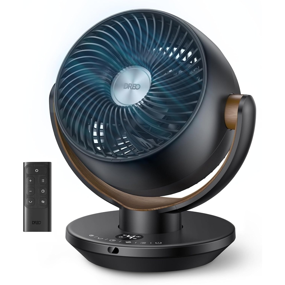 image:imageDREO Fan for Bedroom Desk Air Circulator Fans with Remote 11 Inch Table Fan for Whole Room 65ft Powerful Airflow 120 Vertical Manual and 90 Oscillating 4 Speeds 8H Timer 25dB Quiet HomeBlack