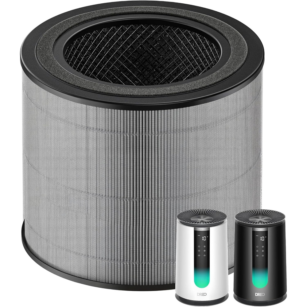 image:imageDREO Genuine HEPA Replacement Filter for Air Purifier 338338S DRHAP008008S 3in1 HEPA amp Activated Carbon Filter for PM25 Smoke Odor Dust amp Pollen Black 1 PackReplacement Filter Only