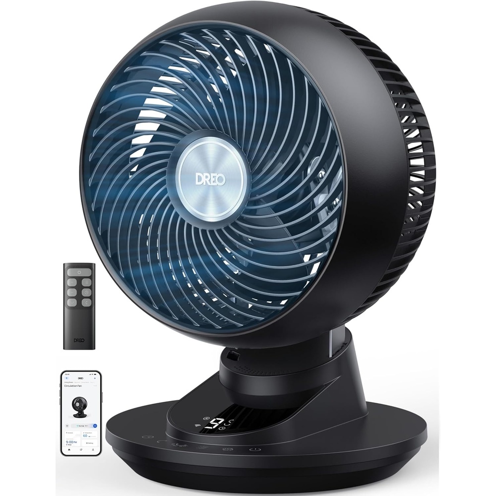 image:imageDREO Smart Fan for Bedroom Powerful 85 ft Airflow 12 Inches Desk Fans in 20dB Quiet 9090 oscillating fans AppVoice Control 9 Speeds amp 812H Timer for Home Office DormBlack