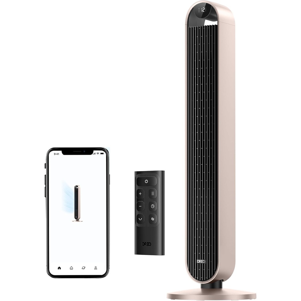 image:imageDREO Tower Fan for Bedroom 42 Inch 120 Oscillating Fan 20dB Quiet DC Motor 28fts Velocity Bladeless Standing Fan with 12 Speeds 4 Modes 12H Timer Cooling Fans for Home Living RoomStarlight