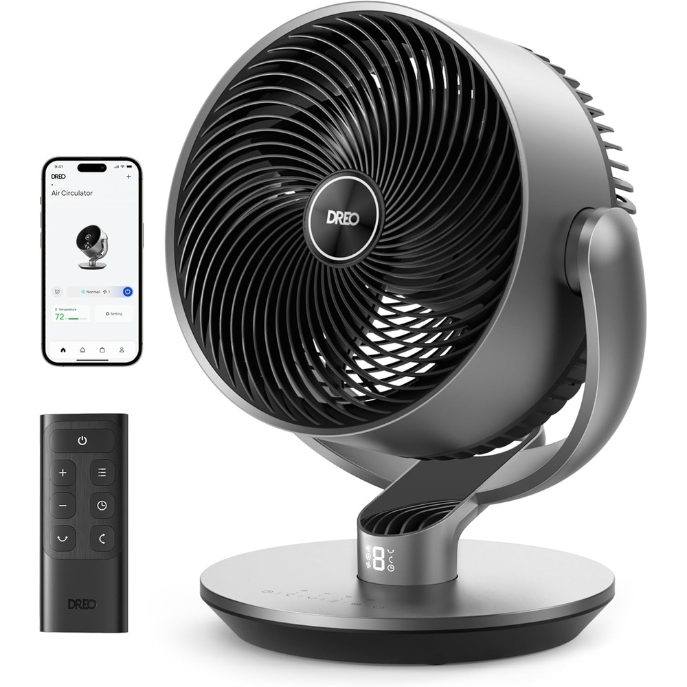 image:imageDreo 16 Inch 25dB Quiet Smart Fans for Bedroom DC Room Fan with Remote 120120 Oscillating Fan 6 Modes 9 Speeds 12H TimerWorks AlexaGoogleWiFiVoice Control Silver Oversize DRHAF004SSilver