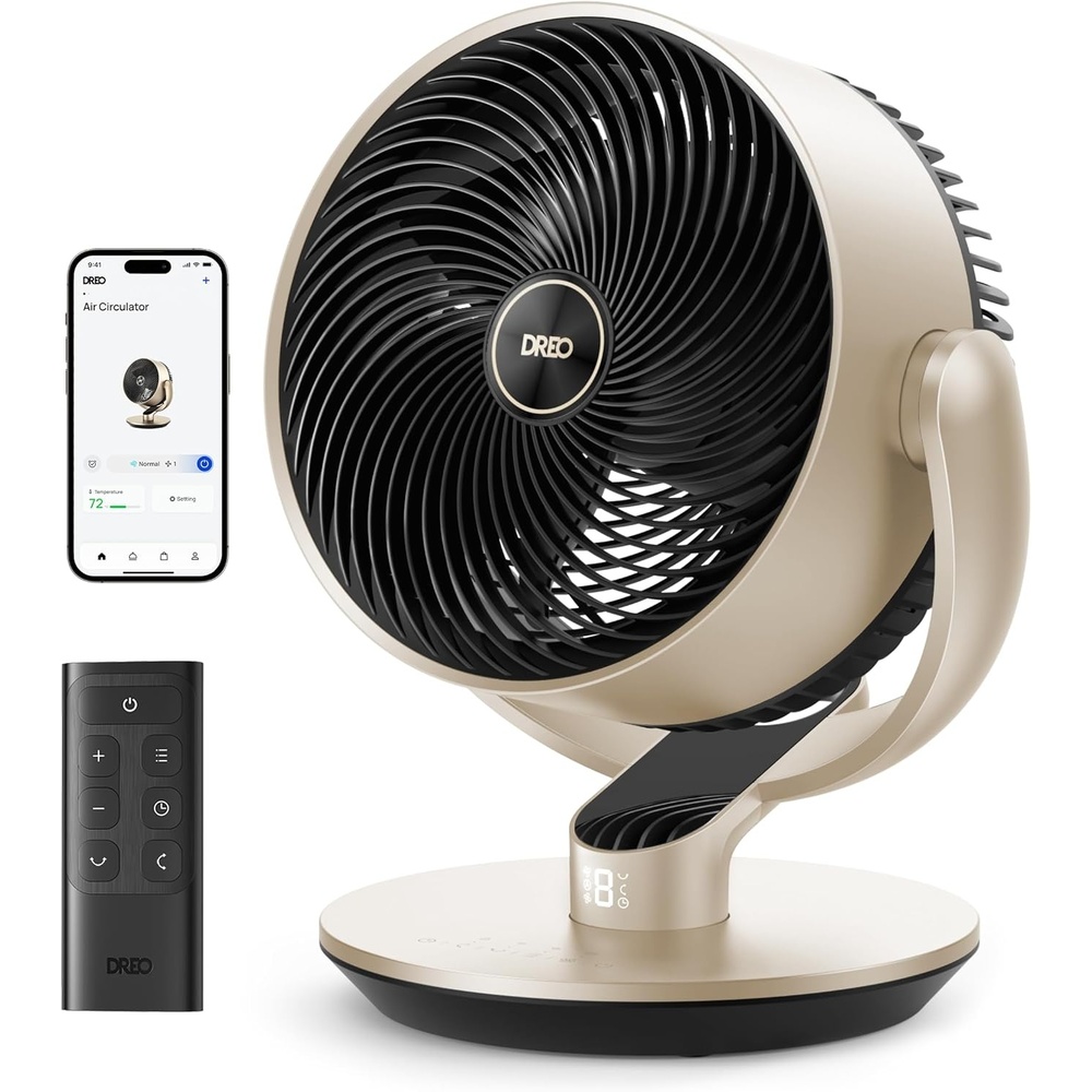 image:imageDreo 16 Inch 25dB Quiet Smart Fans for Bedroom DC Room Fan with Remote 120120 Oscillating Fan 6 Modes 9 Speeds 12H TimerWorks AlexaGoogleWiFiVoice Control Silver Oversize DRHAF004SGold