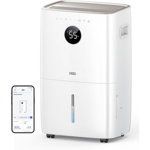 DREO 110-Pint Smart Dehumidifier for Basement, 4500 Ft² for Large Room, 2 Gallon Water Tank, Auto/Comfort/Constant Mode Dehumidifiers for Home, Bedroom, Bathroom, with Drain Hose, White, 711S(Starlight)