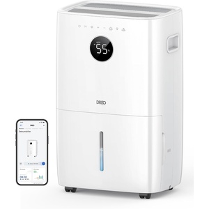 DREO 110-Pint Smart Dehumidifier for Basement, 4500 Ft² for Large Room, 2 Gallon Water Tank, Auto/Comfort/Constant Mode Dehumidifiers for Home, Bedroom, Bathroom, with Drain Hose, White, 711S(White)