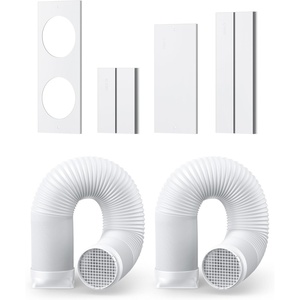 DREO Adjustable Portable Air Conditioner Window Vent Kit for Dual Hose with 5.9 Inch Exhaust Duct, Upgraded Seamless Window Panel Kit for Sliding Windows, Doors, Compatible with AC318S & AC319S