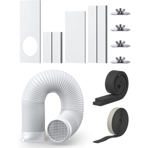 DREO Adjustable Portable Air Conditioner Window Vent Kit with 5.9 Inch Exhaust Duct, Upgraded Seamless Window Panel Kit for Sliding Windows, Doors