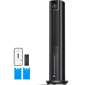DREO Evaporative Air Swamp Cooler, 43″ Cooling Fans that Blow Cold Air 2025 Upgraded, 85° Oscillating Floor Fan for Bedroom, Easy Cleaning, APP Control, Ice Packs, 4 Speeds & 4 Modes, 12H Timer, White(Black)