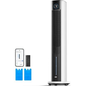 DREO Evaporative Air Swamp Cooler, 43″ Cooling Fans that Blow Cold Air 2026 Upgraded, 80° Oscillating Floor Fan for Bedroom, Easy Cleaning, APP Control, Ice Packs, 4 Speeds & 4 Modes, 12H Timer, White(White)