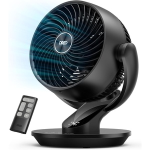 DREO Fan for Bedroom, 13-Inch Oscillating Table Air Circulator Fan for Whole Room, 120° Tilt Adjustment, 25dB Ultra-Quiet, 75ft Powerful Airflow, 4 Speeds Desk Fans with Remote for Home, Office(Black)