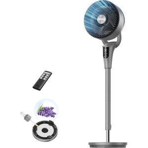 DREO Fan for Bedroom, 2026 Upgraded, 90ft Airflow, 20dB Quiet Fan, 90° Oscillating Standing Fan for Whole Room, DC Motor, 8+H Speeds, 3 Modes, 38-42” Adjustable Height, 8H Timer, 105° Manual Vertical(Grey)