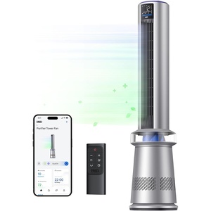 DREO MC710S Air Purifier Tower Fan, 45″ 2-in-1 Smart Fan for Bedroom, 27ft/s Velocity, 120°Oscillation, 24H Timer Bladeless Fans for Home, 25dB Low Noise, Standing Fan Works with Alexa, Silver Blue(Silver Blue)