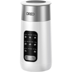 DREO Milk Frother, 8-in-1 Electric Stainless Steel Frother for Latte Art Microfoam and Coffee, 9oz/270ml Warm and Cold Foam Automatic Frothers, LED, Easy to Clean(Pearl White)