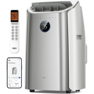 DREO Portable Air Conditioners, 12,000 BTU AC Unit for Bedroom with Drainage-free Cooling, 46dB Quiet, APP/Voice/Remote, 24h Timer with Fan & Dehumidifier, Smart Standing AC for Room Indoors, AC515S(Silver)