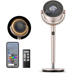 DREO Smart Fan for Bedroom, 120° +120° Omni-Directional Oscillating Fans, 100ft Quiet Pedestal Fan with RGB Light, 9 Speeds, 6 Modes, 20dB, 8H Timer, Wi-Fi/Voice/Alexa, 35-40″ Floor Fans with Remote(starlight)