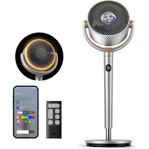 DREO Smart Fan for Bedroom, 120° +120° Omni-Directional Oscillating Fans, 100ft Quiet Pedestal Fan with RGB Light, 9 Speeds, 6 Modes, 20dB, 8H Timer, Wi-Fi/Voice/Alexa, 35-40″ Floor Fans with Remote(silver)