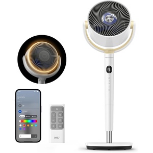 DREO Smart Fan for Bedroom, 120° +120° Omni-Directional Oscillating Fans, 100ft Quiet Pedestal Fan with RGB Light, 9 Speeds, 6 Modes, 20dB, 8H Timer, Wi-Fi/Voice/Alexa, 35-40″ Floor Fans with Remote(White)