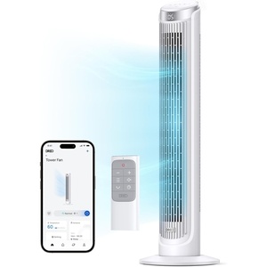 DREO Smart Tower Fan for Bedroom, 90° Oscillating 40″ Standing Fan, 26ft/s High-Speed 5 Speeds 4 Modes, Quiet Room Floor Fans, Touch/Remote/APP & Voice Control, Work with Alexa, 12H Timer, Silver(White)