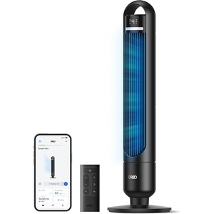 DREO Smart Tower Fan for Bedroom, 90° Oscillating Standing Fans for Room with 4 Speeds, 4 Modes, 28dB Quiet for Sleep, 26ft/s Velocity, 8H Timer, Remote/App/Voice Control for Living Room, Office, Home