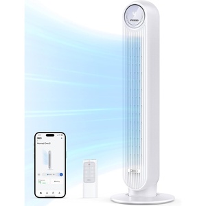 DREO Tower Fan for Bedroom, 2026 Upgraded DC Motor, 28ft/s High Velocity, 20dB Ultra Quiet Standing Fan, 8 Speeds 4 Modes, 90° Oscillating Bladeless Fan for Indoors, Floor Fans with Remote, Black(Pearl White)