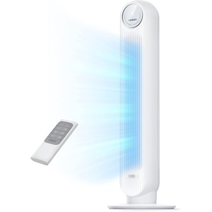 DREO Tower Fan for Bedroom, 2026 Upgraded DC Motor, 28ft/s High Velocity, 20dB Ultra Quiet Standing Fan, 8 Speeds 4 Modes, 90° Oscillating Bladeless Fan for Indoors, Floor Fans with Remote, Black(White)
