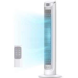 DREO Tower Fan for Bedroom, 90° Oscillating Fans that Blow Cold Air, 5 Speeds, 4 Modes with 26ft/s Velocity, 12H & 28dB Quiet Timer, Remote, Touch, 40″ Standing Floor Fan for Home Office, Black(White)