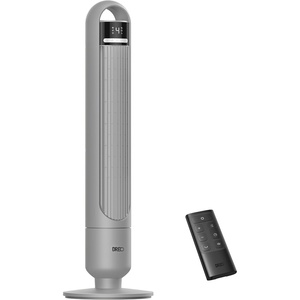 DREO Tower Fan for Bedroom, 90° Oscillating Standing Fans for Room with 4 Speeds, 3 Modes, 28dB Quiet for Sleep, 26ft/s Velocity, 8H Timer, Remote, Living Room, Office, Home, Black(Grey)