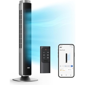 DREO Tower Fan for Bedroom, Standing Oscillating Fan with 40ft Far Airflow, 20dB Quiet, 12 Speeds, 28ft/s Velocity, Smart Control, DC Motor, 42 inch, 90° Oscillation, 4 Modes, 12H Timer, Pilot Pro S