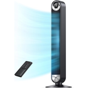 DREO Tower Fan for Bedroom, Upgraded DC 9 Speeds 20dB Ultra-Quiet Floor Fan, 90° Oscillating Fans with 28ft/s Velocity, 12H Timer, Standing Fan, Bladeless Fan Powerful for Home, Black(Black)