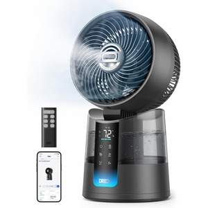 DREO TurboCool Misting Fan 516, 5℉ Drop Cooling Fans that Blow Cold Air, 150°+30° Omni-directional Oscillating, Evaporative air cooler, 26 ft/s Wind, Ultrafine Mist, 20dB Quiet, 6 Speeds 2 Modes, Grey(Charcoal Gray)