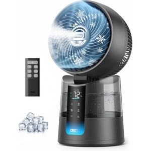 DREO TurboCool Misting Fan 516, 5℉ Drop Cooling Fans that Blow Cold Air, 150°+30° Omni-directional Oscillating, Evaporative air cooler, 26 ft/s Wind, Ultrafine Mist, 20dB Quiet, 6 Speeds 2 Modes, Grey(Grey)