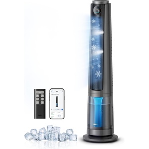DREO TurboCool Misting Fan 765S, Fans that Blow Cold Air, 10°F Cooling, 34ft/s Fast Evaporative Air Cooler, 6L Tank, 20 dB Quiet DC Motor, 90° Tower Fan with 12 Speeds, 4 Modes for Home, Grey(Grey)