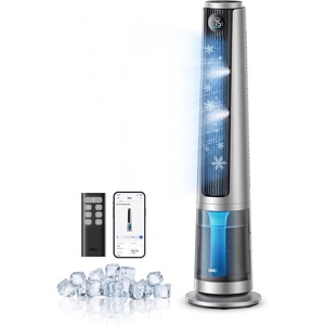 DREO TurboCool Misting Fan 765S, Fans that Blow Cold Air, 10°F Cooling, 34ft/s Fast Evaporative Air Cooler, 6L Tank, 20 dB Quiet DC Motor, 90° Tower Fan with 12 Speeds, 4 Modes for Home, Grey(Silver)