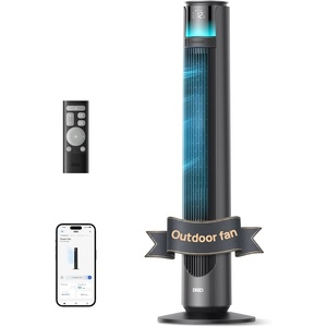 DREO TurboCool Outdoor Misting Fan 711AS, 33 ft/s High Velocity, 12 Speeds, 4 Modes Smart Standing Floor Fan, 150° Customizable Oscillating, 20 dB Quiet DC Motor for Bedroom, Weather Resistant(Grey)