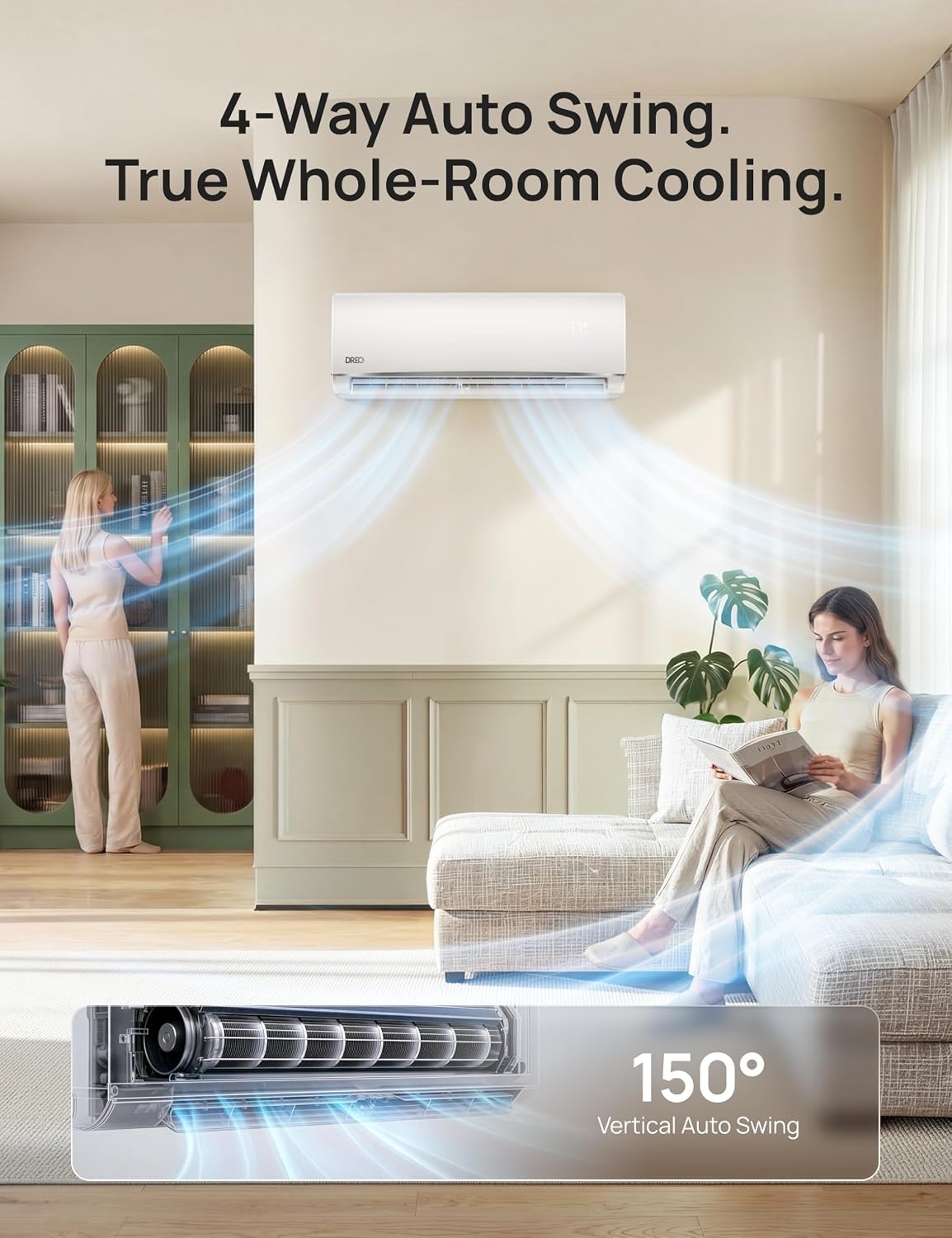 image:imageDREO 12000 BTU Mini Split Air Conditioner Heat Pump 115V Inverter Ductless System 20 SEER2 Energy Efficient Covers Up to 700 SqFt Works with Alexa PreCharged CondenserampInstallation Kit Included