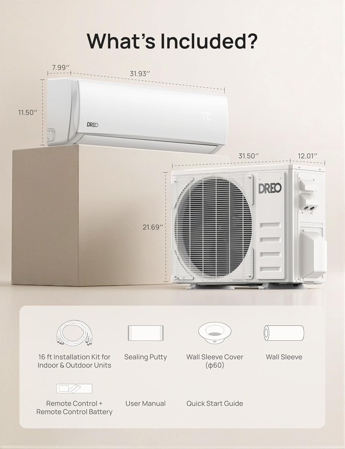 image:imageDREO 12000 BTU Mini Split Air Conditioner Heat Pump 115V Inverter Ductless System 20 SEER2 Energy Efficient Covers Up to 700 SqFt Works with Alexa PreCharged CondenserampInstallation Kit Included