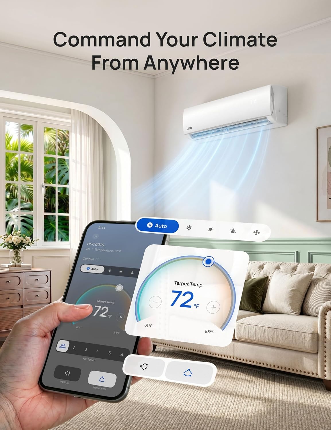 image:imageDREO 12000 BTU Mini Split Air Conditioner Heat Pump 115V Inverter Ductless System 20 SEER2 Energy Efficient Covers Up to 700 SqFt Works with Alexa PreCharged CondenserampInstallation Kit Included