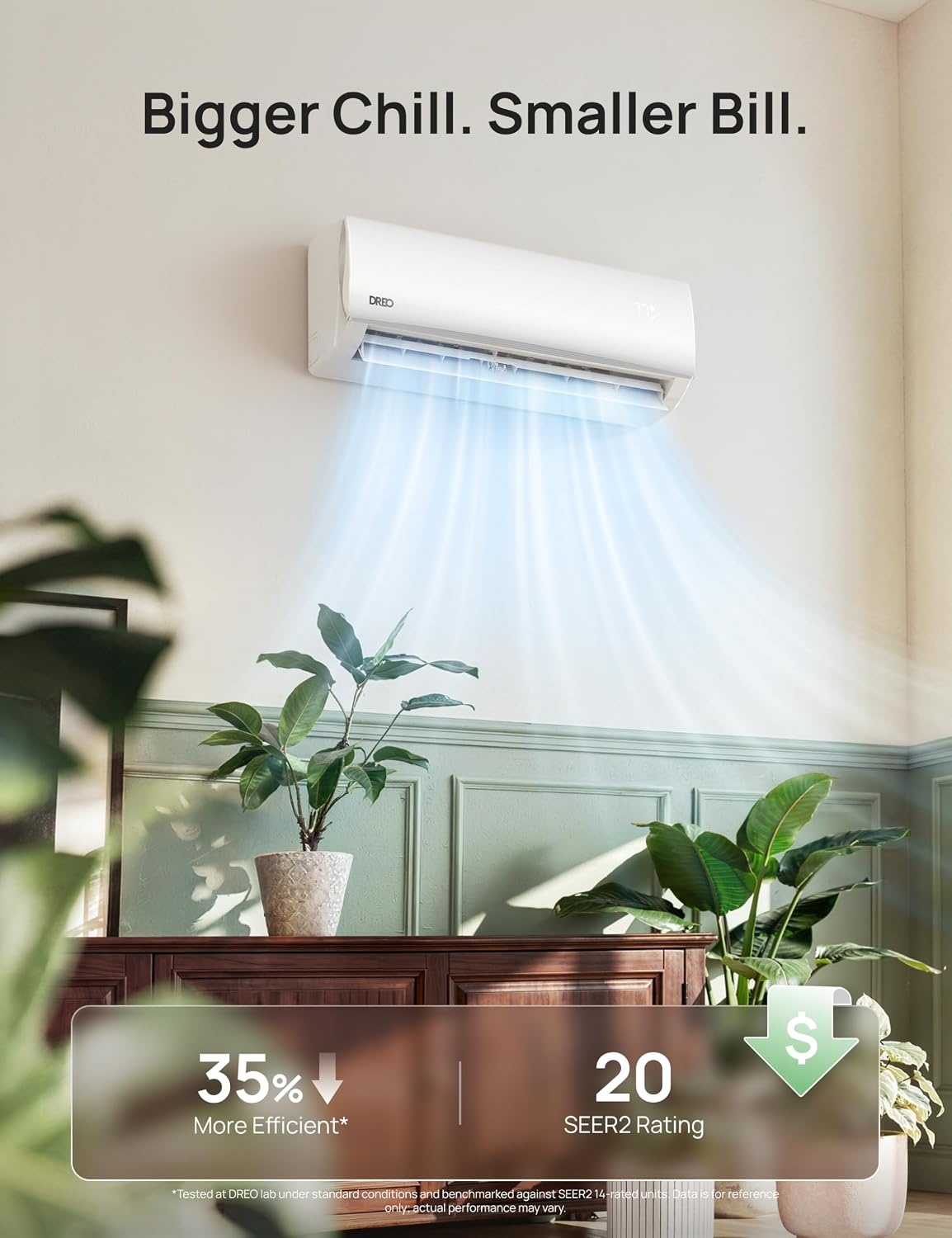 image:imageDREO 12000 BTU Mini Split Air Conditioner Heat Pump 115V Inverter Ductless System 20 SEER2 Energy Efficient Covers Up to 700 SqFt Works with Alexa PreCharged CondenserampInstallation Kit Included