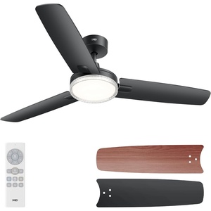 DREO 42” Ceiling Fans with Lights, Low Profile Ceiling Fan with Light and Remote Control, Indoor Bedroom Living Room, 22dB Quiet DC Motor, Quick-Install, 6 Speeds, Reversible, Dimmable, 5CCT, Black(Black)